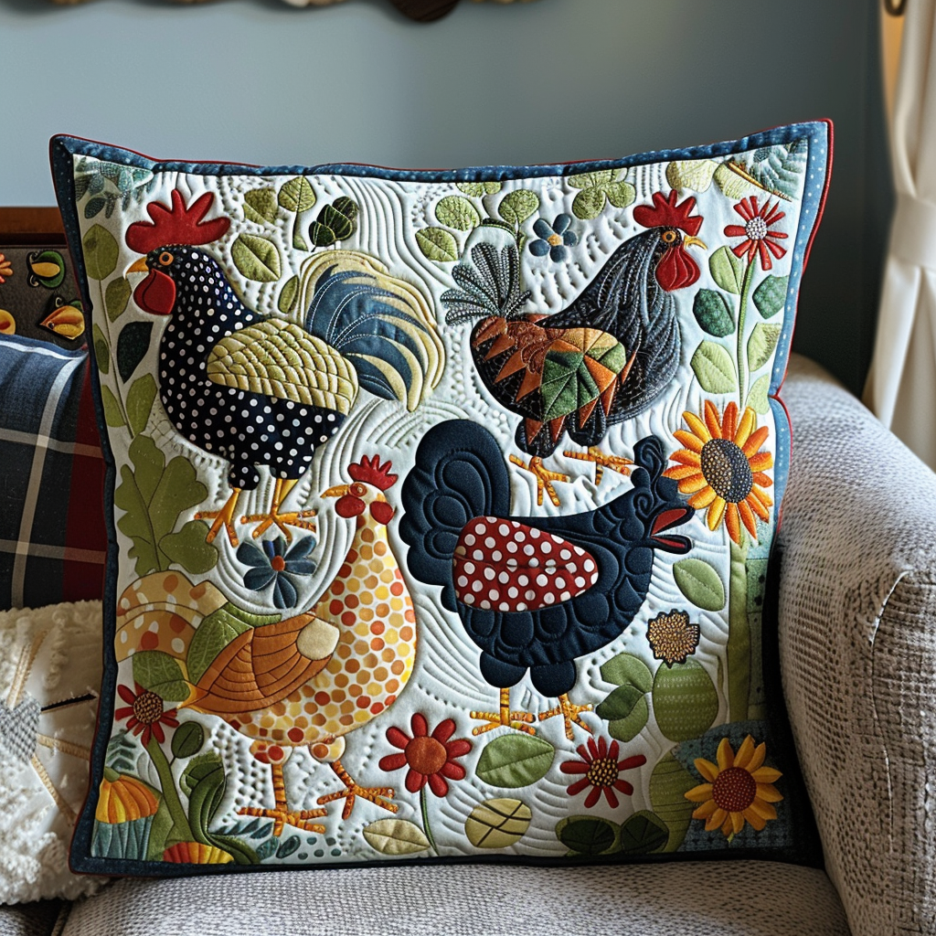 Chicken Chat Quilted Pillow Case NCU0TL575