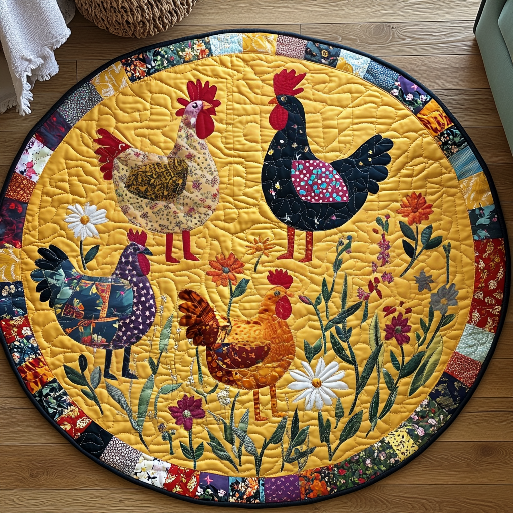 Chicken Warmth Quilted Round Mat NCU0TL1427