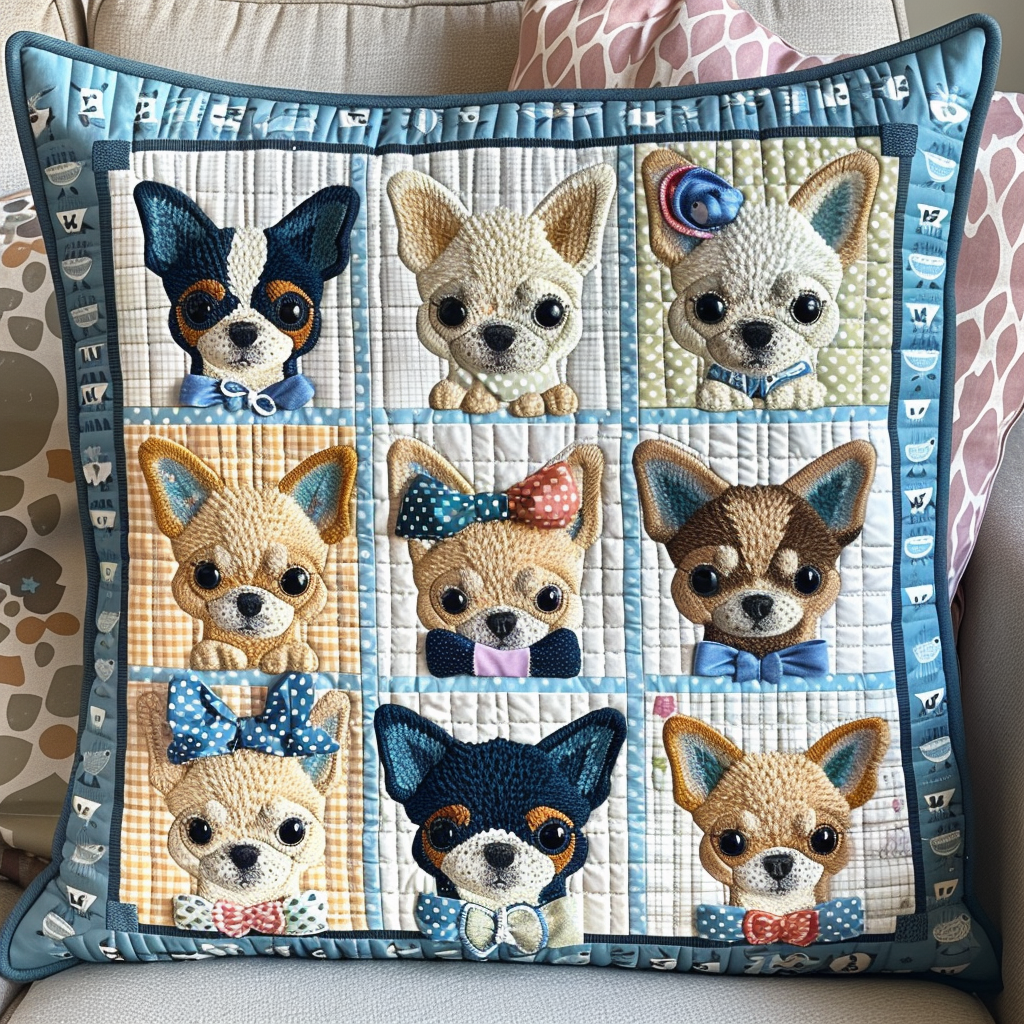 Chihuahua Bear Quilted Pillow Case NCU0TH379