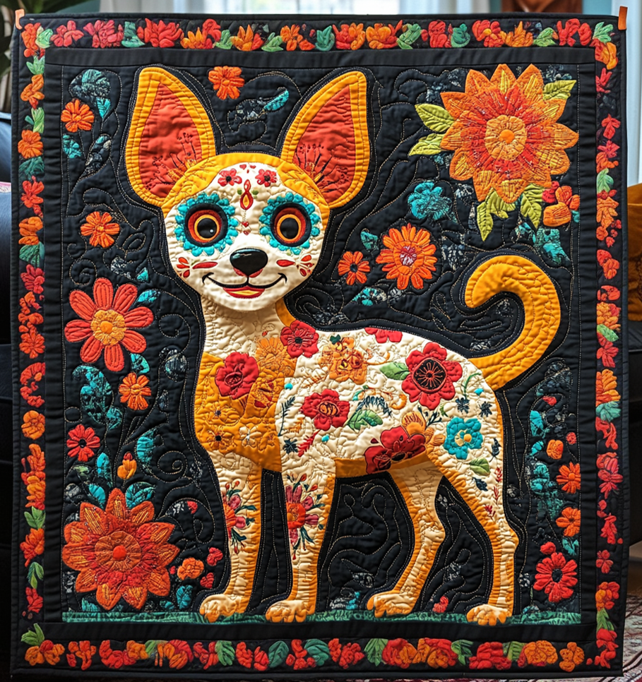 Chihuahua Dia De Los Muertos Quilted Blanket NCU0DV1310