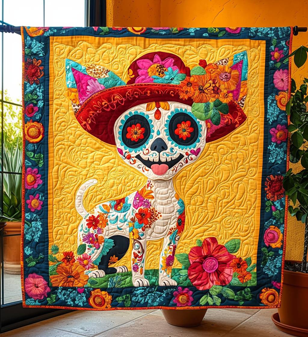 Chihuahua Dia De Los Muertos Quilted Blanket NCU0DV1311