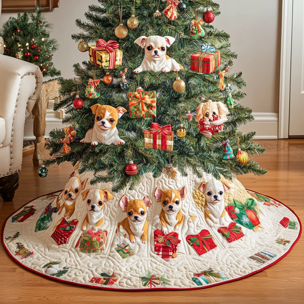 Chihuahua Gift Chritstmas Quilted Tree Skirt NCU0DV1355