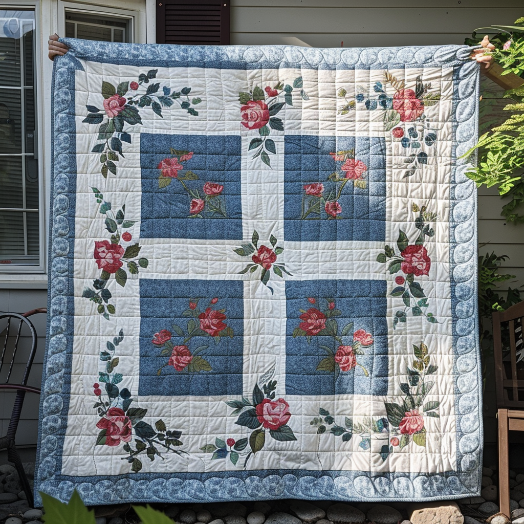 Christian Faithful Roses Quilted Blanket NCU0TL034