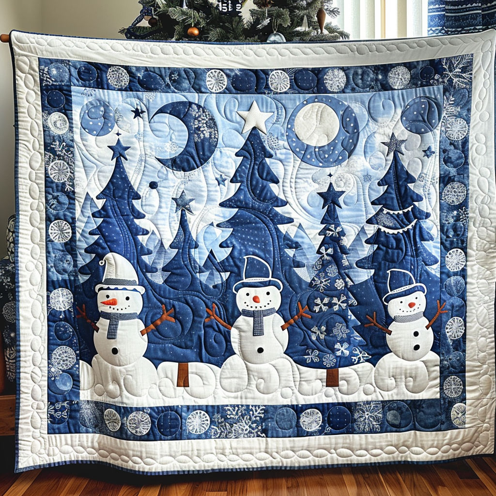 Christmas Snowman Quilted Blanket NCU0PD140