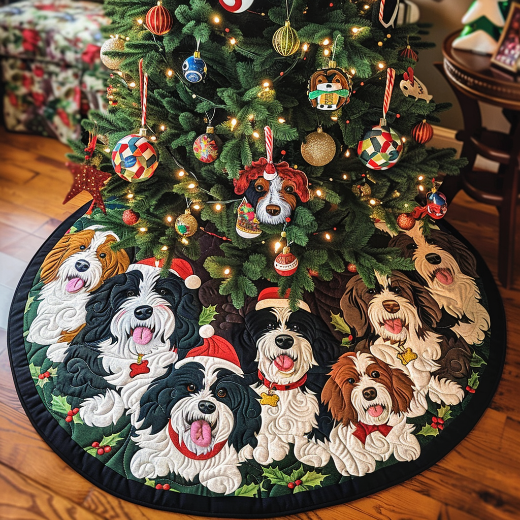 Christmas Bernedoodle Cheer Christmas Quilted Tree Skirt NCU0DV1408