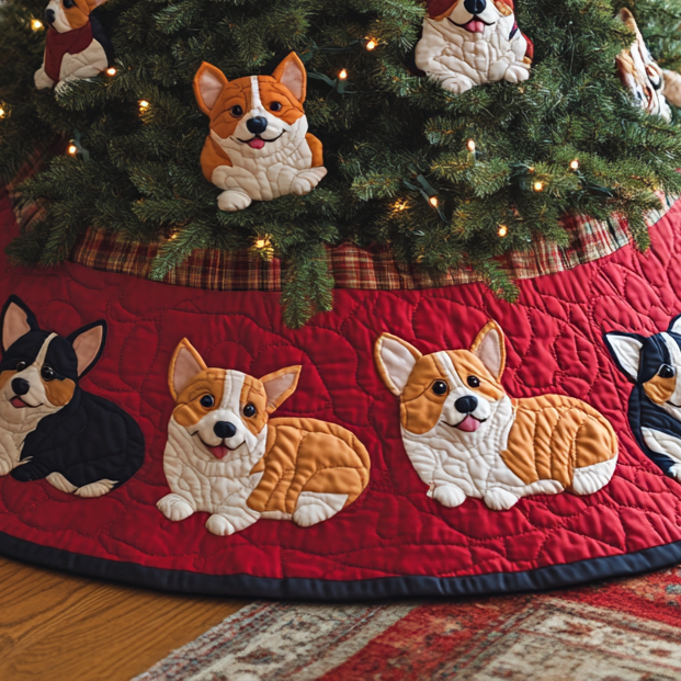 Christmas Corgi Chritstmas Quilted Tree Skirt NCU0DV1338