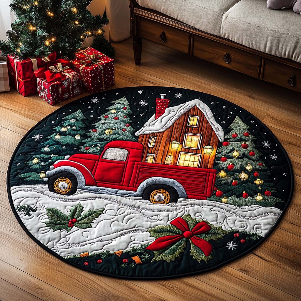 Christmas Eve Retreat Quilted Round Mat NCU0NT1231