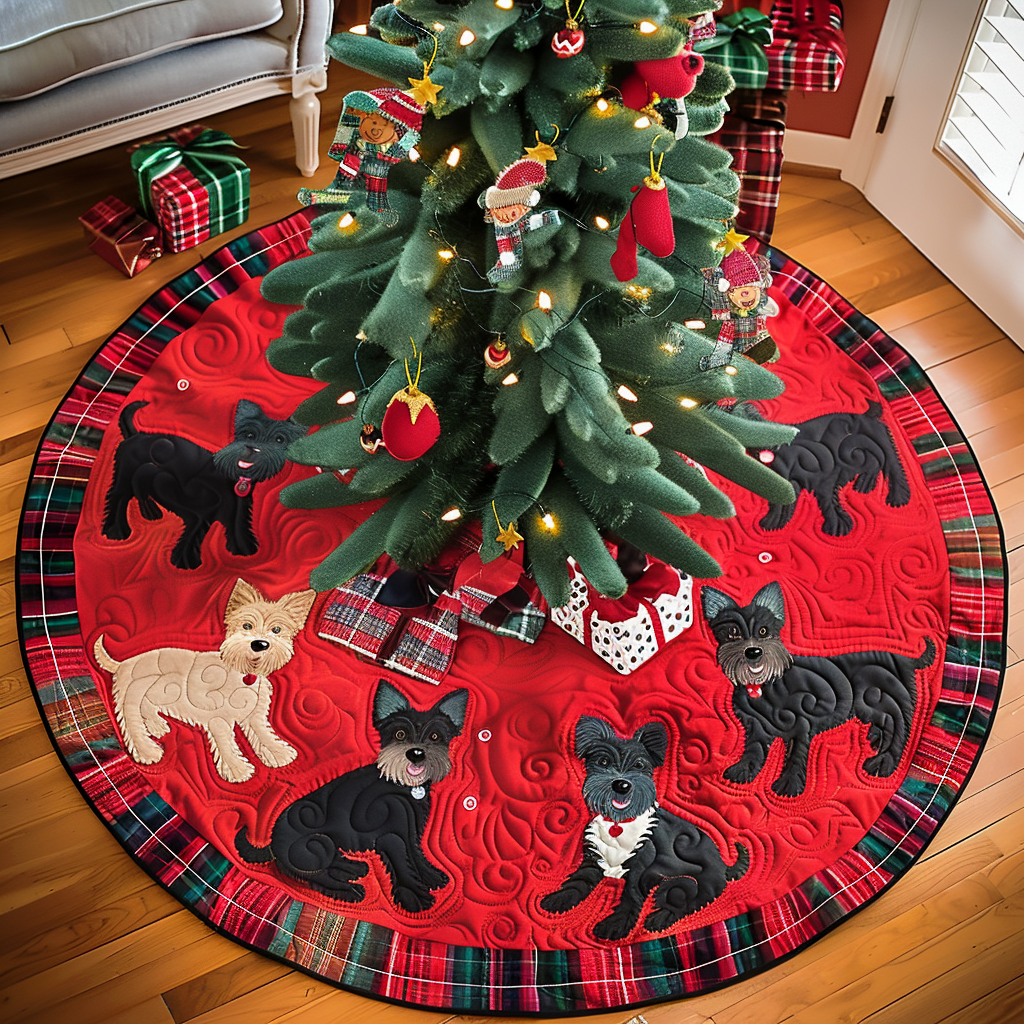 Christmas Eve With Scottie Christmas Quilted Tree Skirt NCU0DV1382