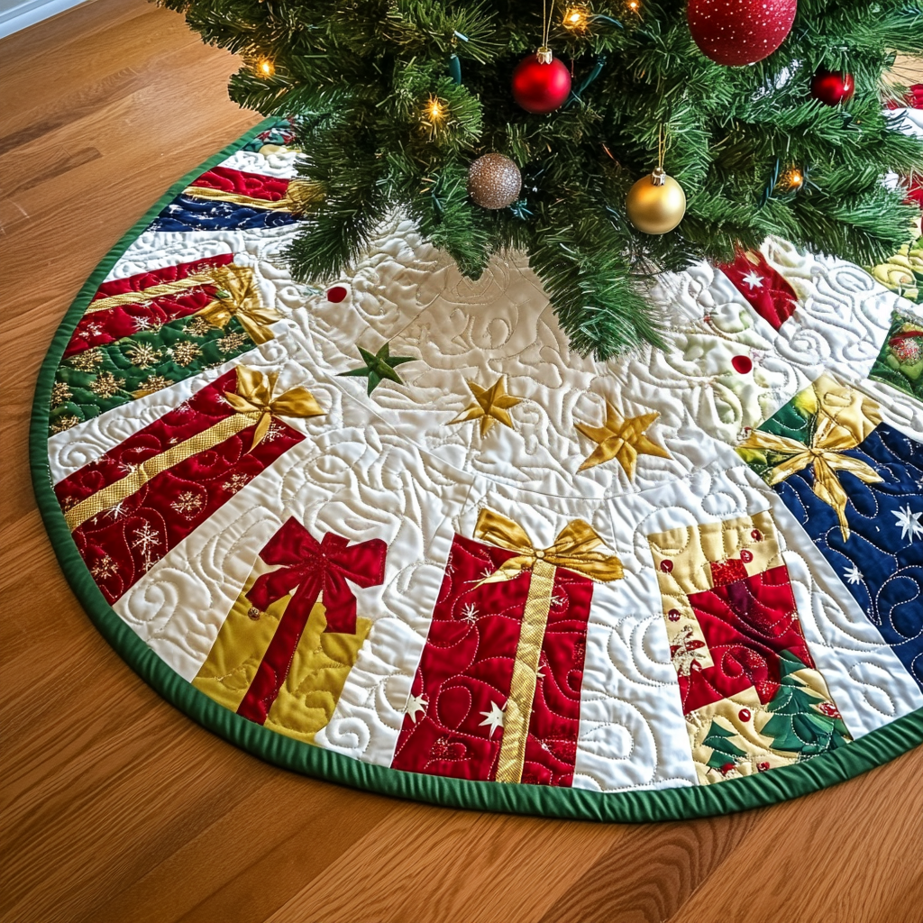 Christmas Gift Quilted Christmas Tree Skirt NCU0DV1069