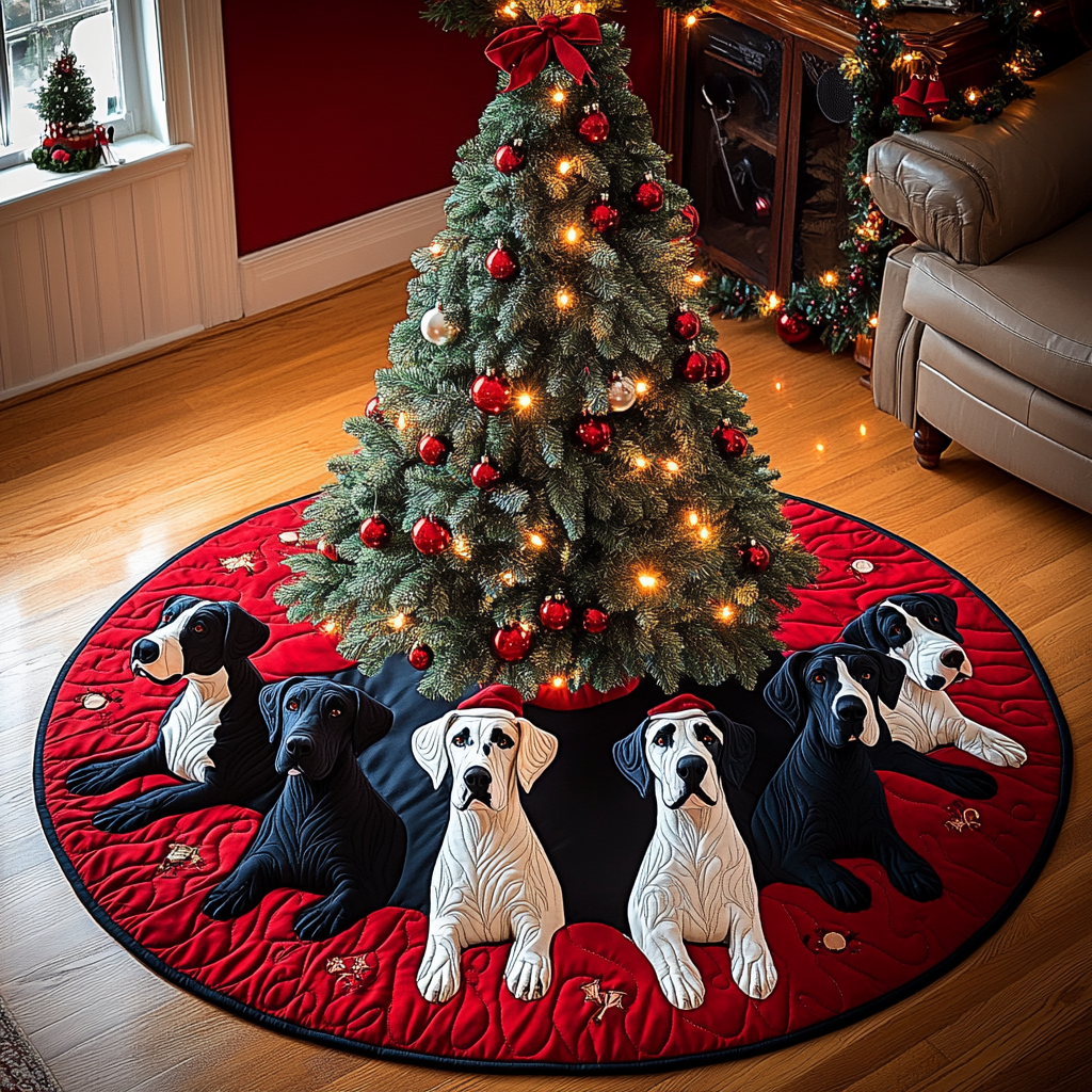 Christmas Great Dane Christmas Quilted Tree Skirt NCU0DV1455