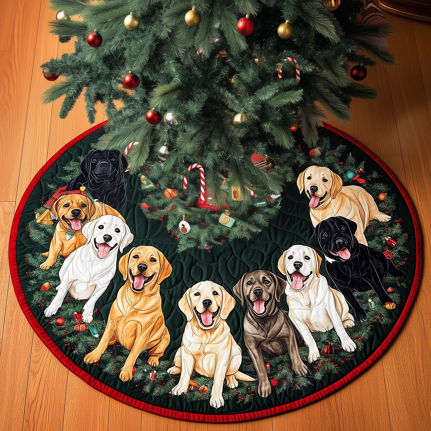 Christmas Labrador Quilted Christmas Tree Skirt NCU0TH2011