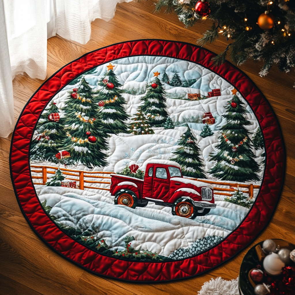 Christmas Morning Magic Quilted Round Mat NCU0PD859