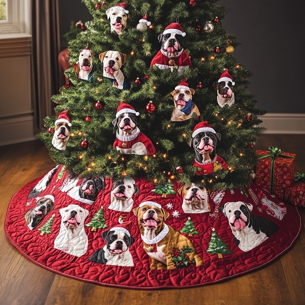 Christmas Pitbull Protectors Quilted Christmas Tree Skirt NCU0PT1546