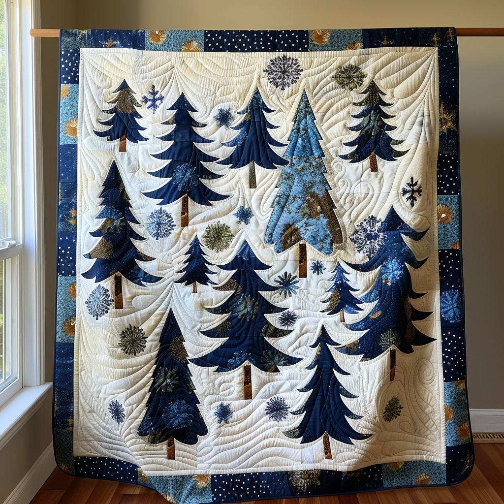 Christmas Tree Patterned Quilted Blanket NCU0PD308