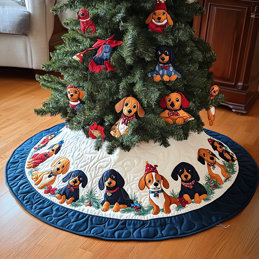 Christmas Wiener Magic Chritstmas Quilted Tree Skirt NCU0DV1330