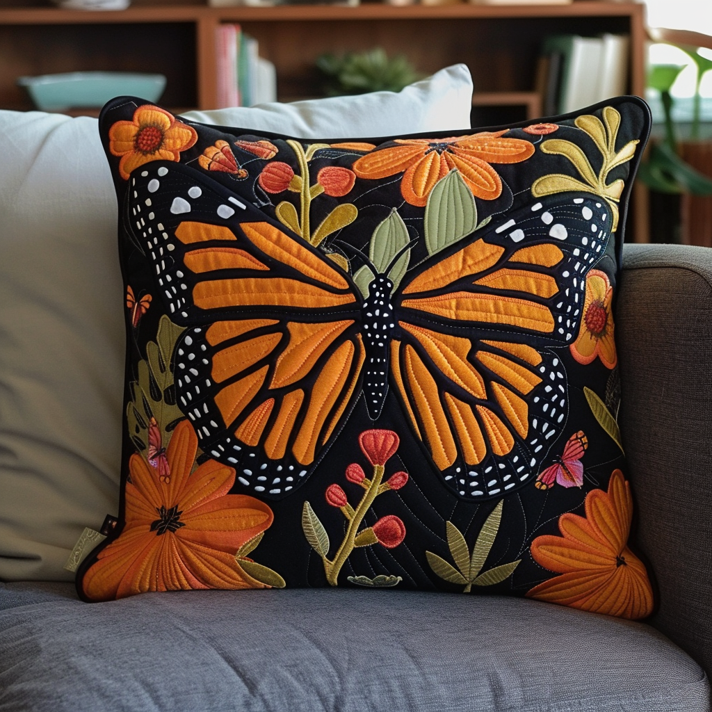 Citrus Glow Butterfly Quilted Pillow Case NCU0TL081