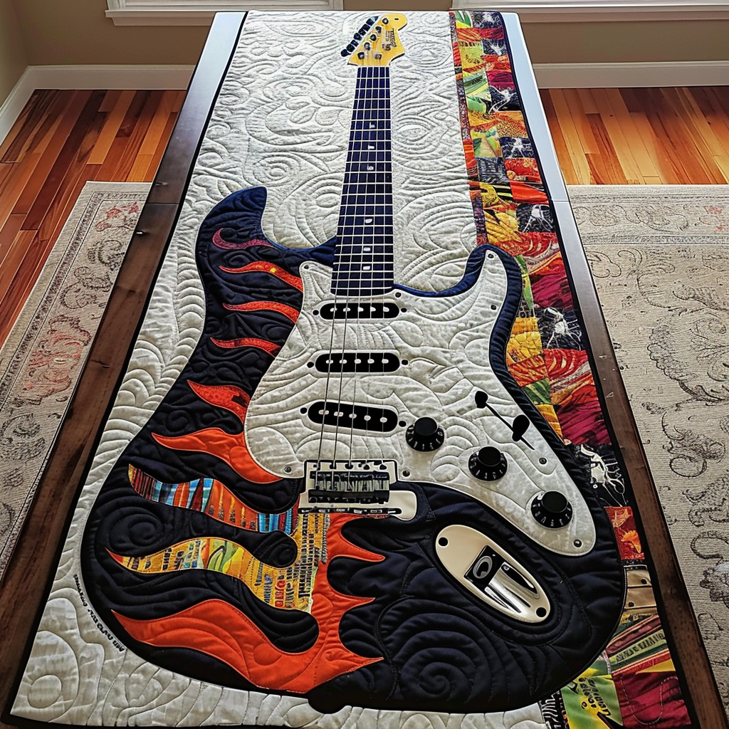 Guitar Fiesta Quilted Table Runner NCU0TH780