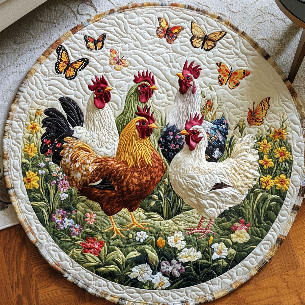 Cluck Blossom Quilted Round Mat NCU0PT1080