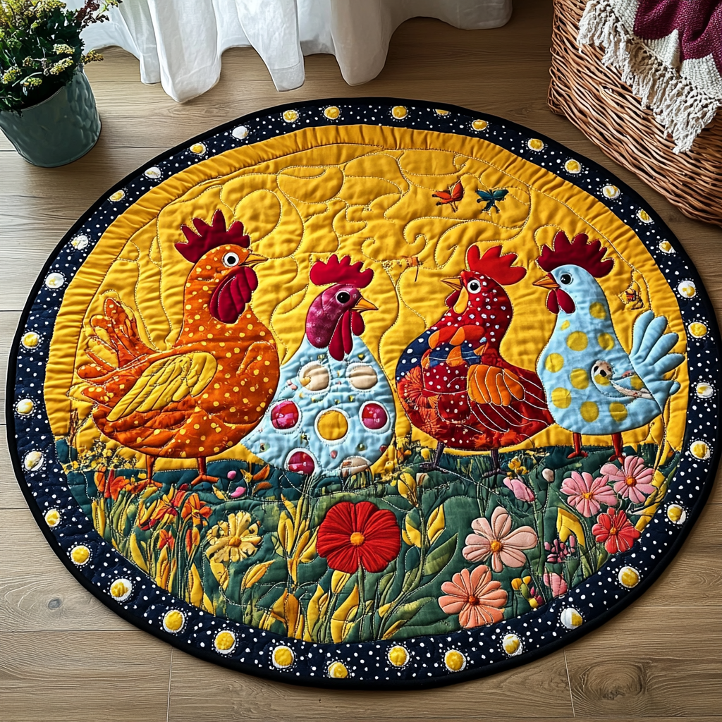 Cluck Delight Quilted Round Mat NCU0TL1424