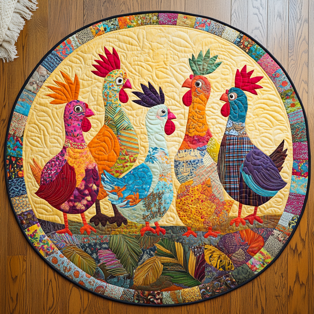 Cluckin Cozy Quilted Round Mat NCU0TL1405