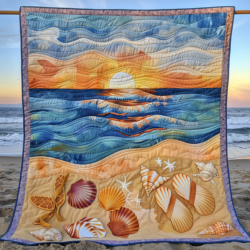 Coastal Sunset Quilted Blanket NCU0TH293