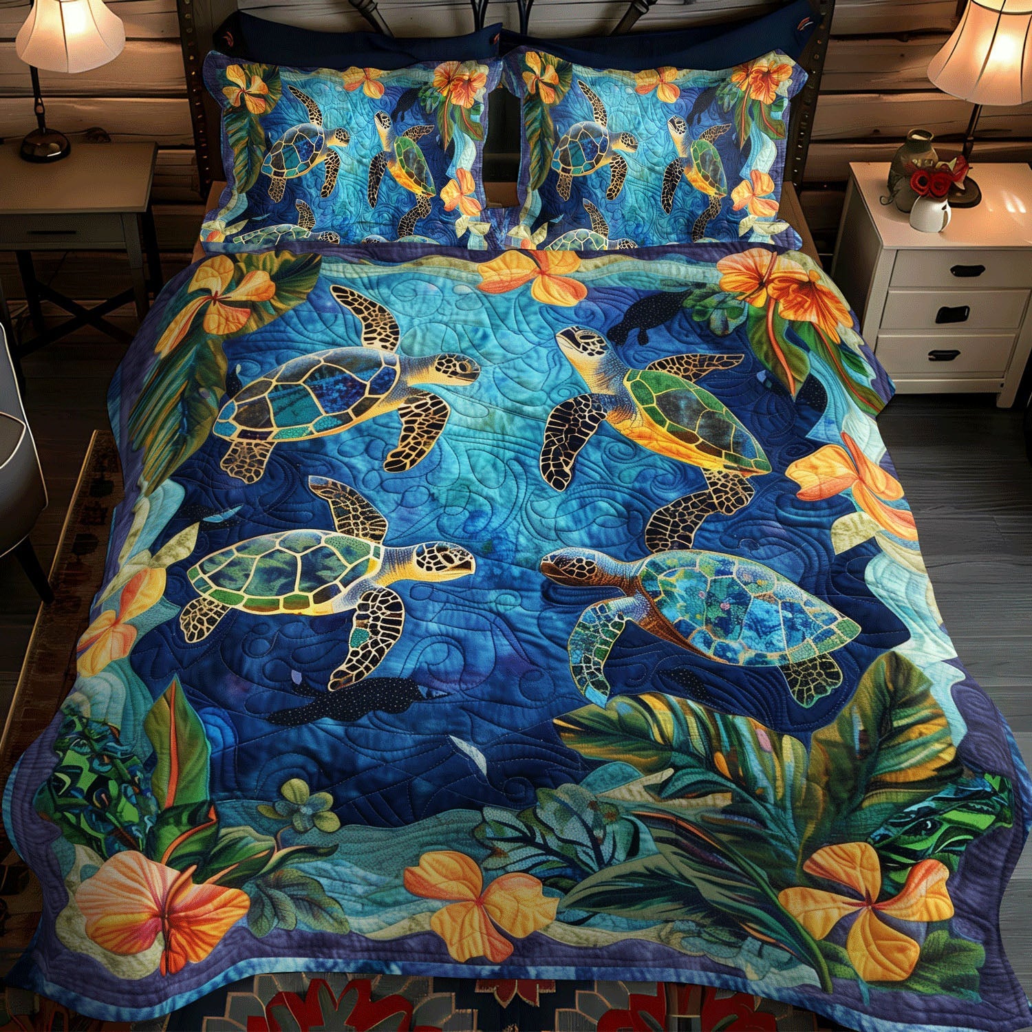 Coastal Harmony 3-Piece Quilted Bedding Set NCU0TL769