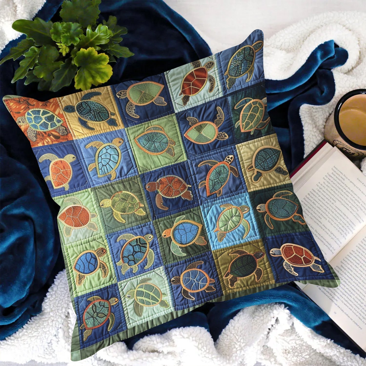 Coastal Turtle Haven Quilted Pillow Case NCU0TL790