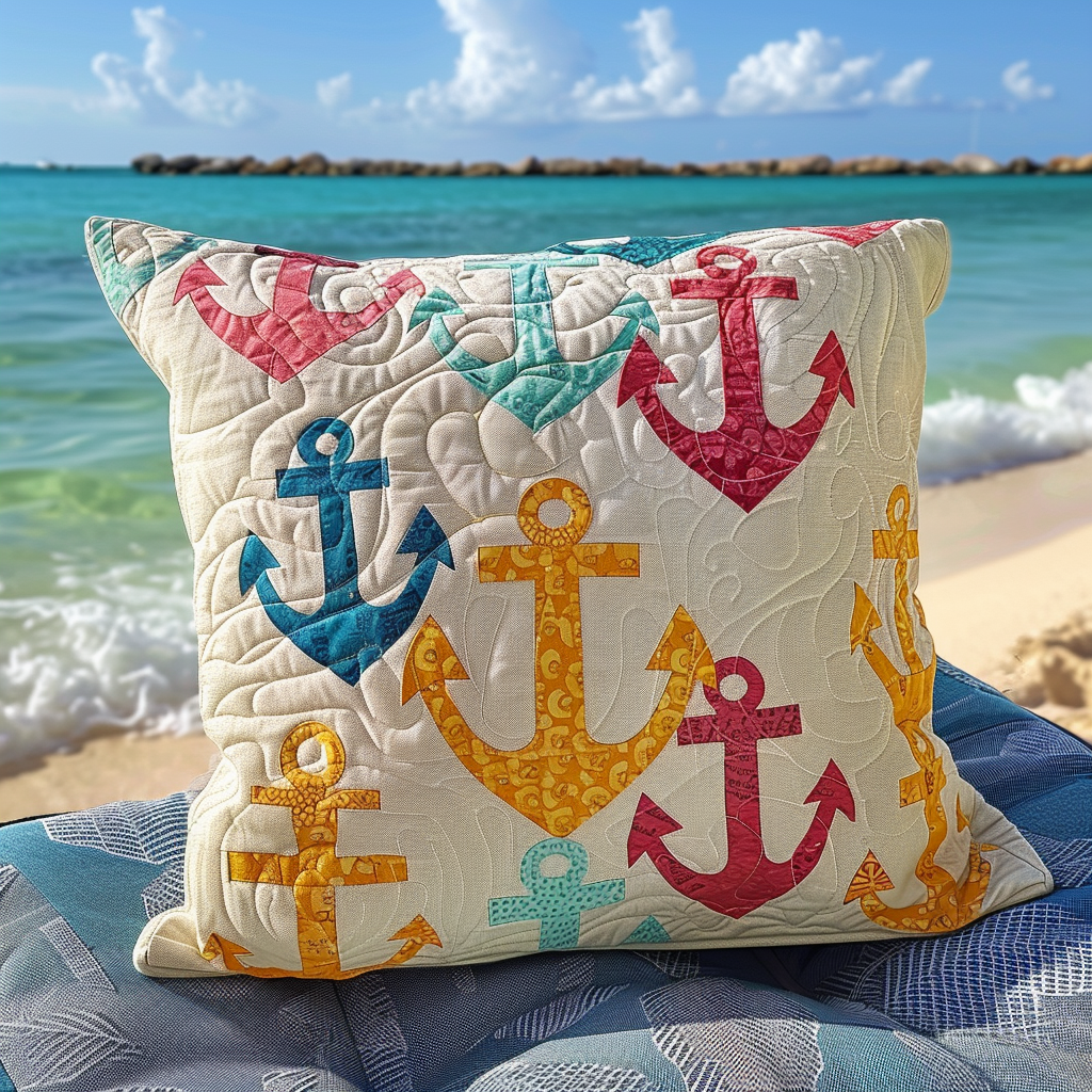 Colorful Anchors Quilted Pillow Case NCU0TH289