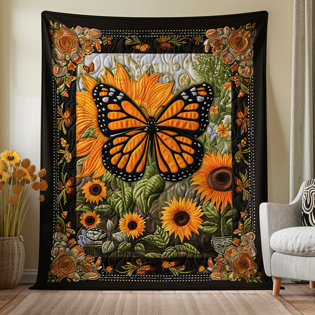 Colorful Monarch Butterflies Quilted Blanket NCU0VL015