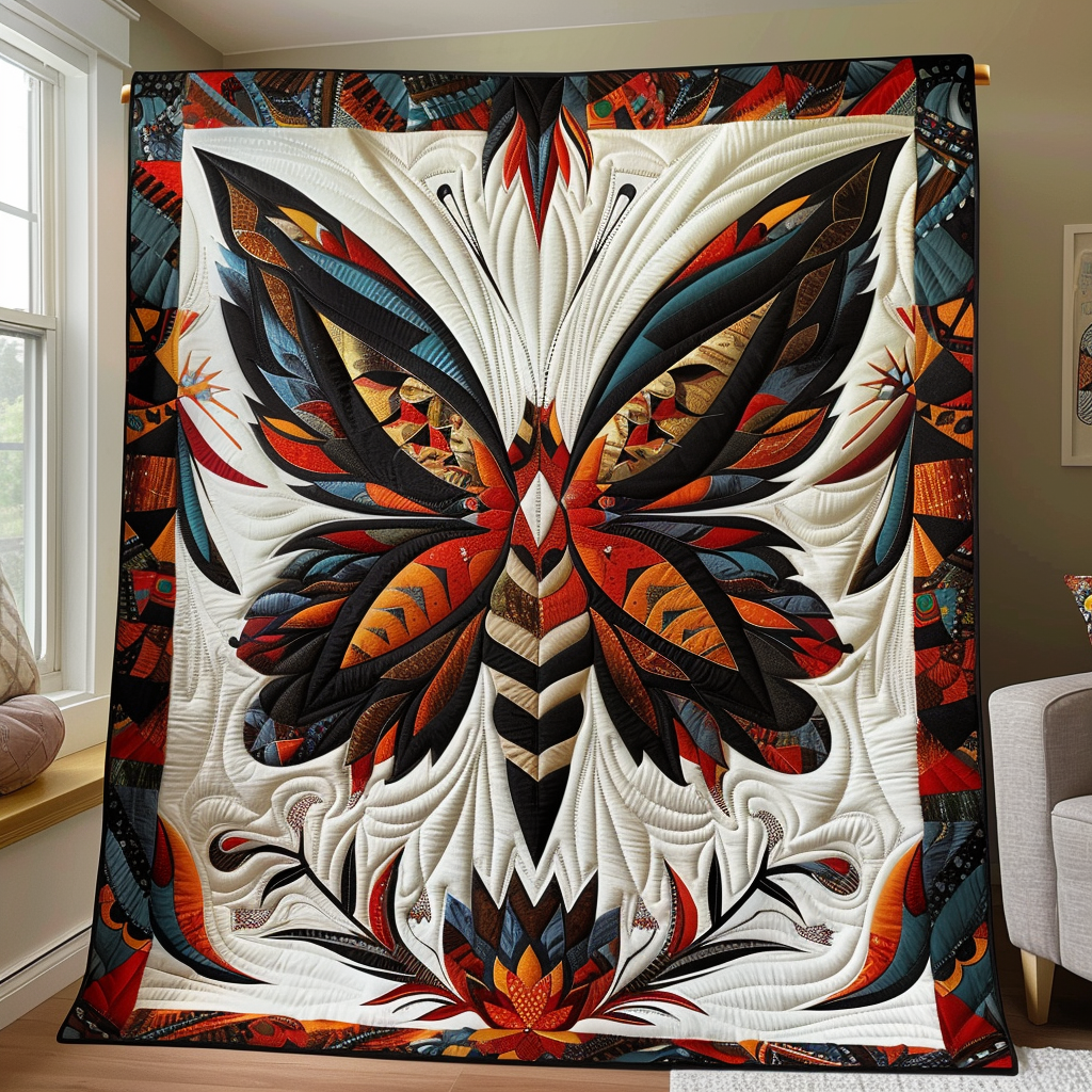 Colorful Butterfly Quilted Blanket NCU0VL121