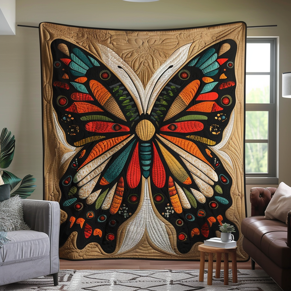 Colorful Butterfly Quilted Blanket NCU0VL123