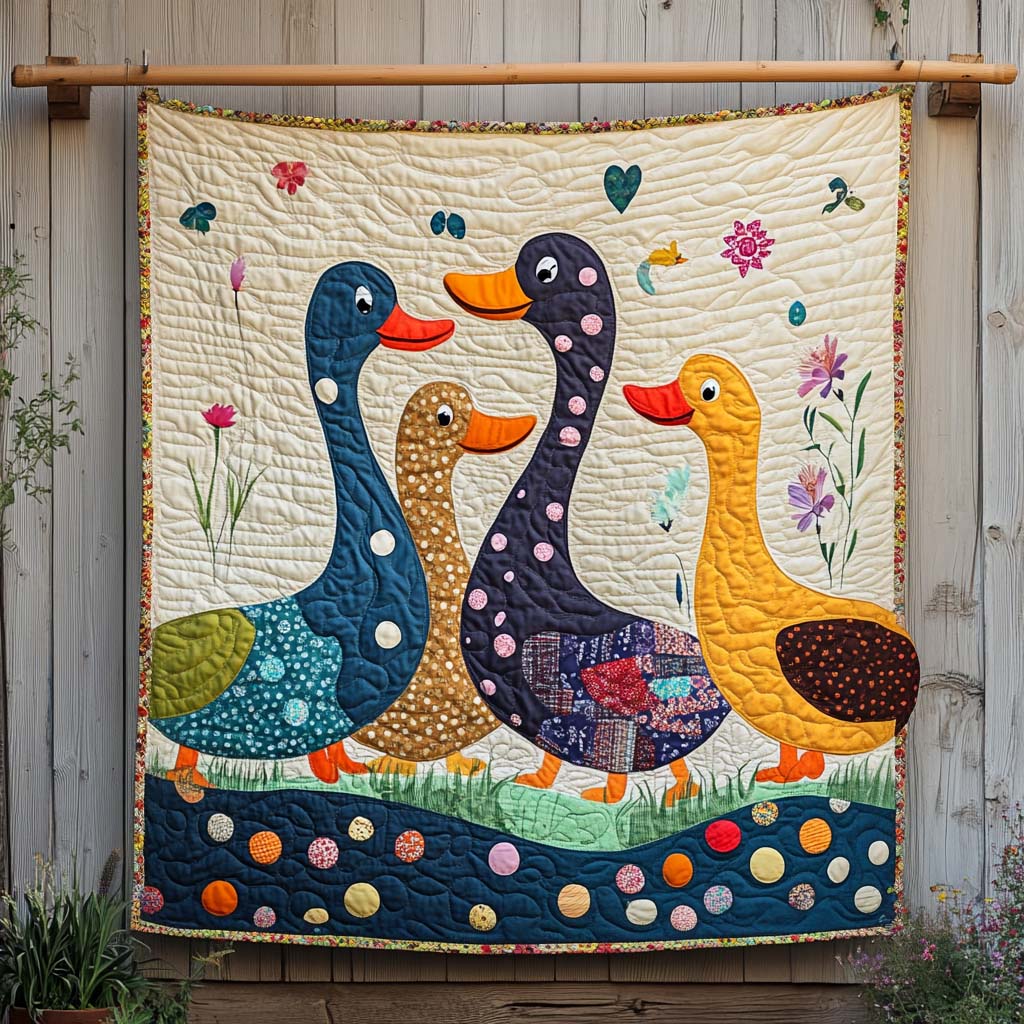 Colorful Ducks Quilted Blanket NCU0NT773