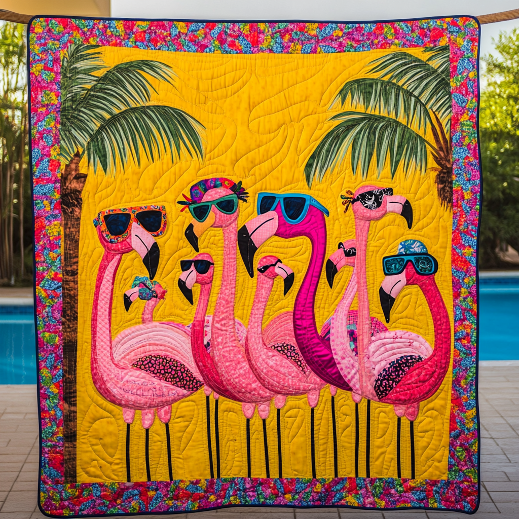 Colorful Flamingo Quilted Blanket NCU0PD644