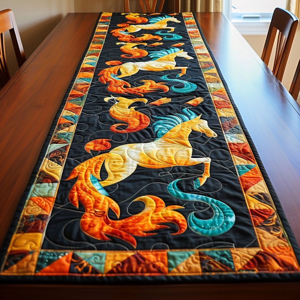 Colorful Horse Quilted Table Runner NCU0PD300