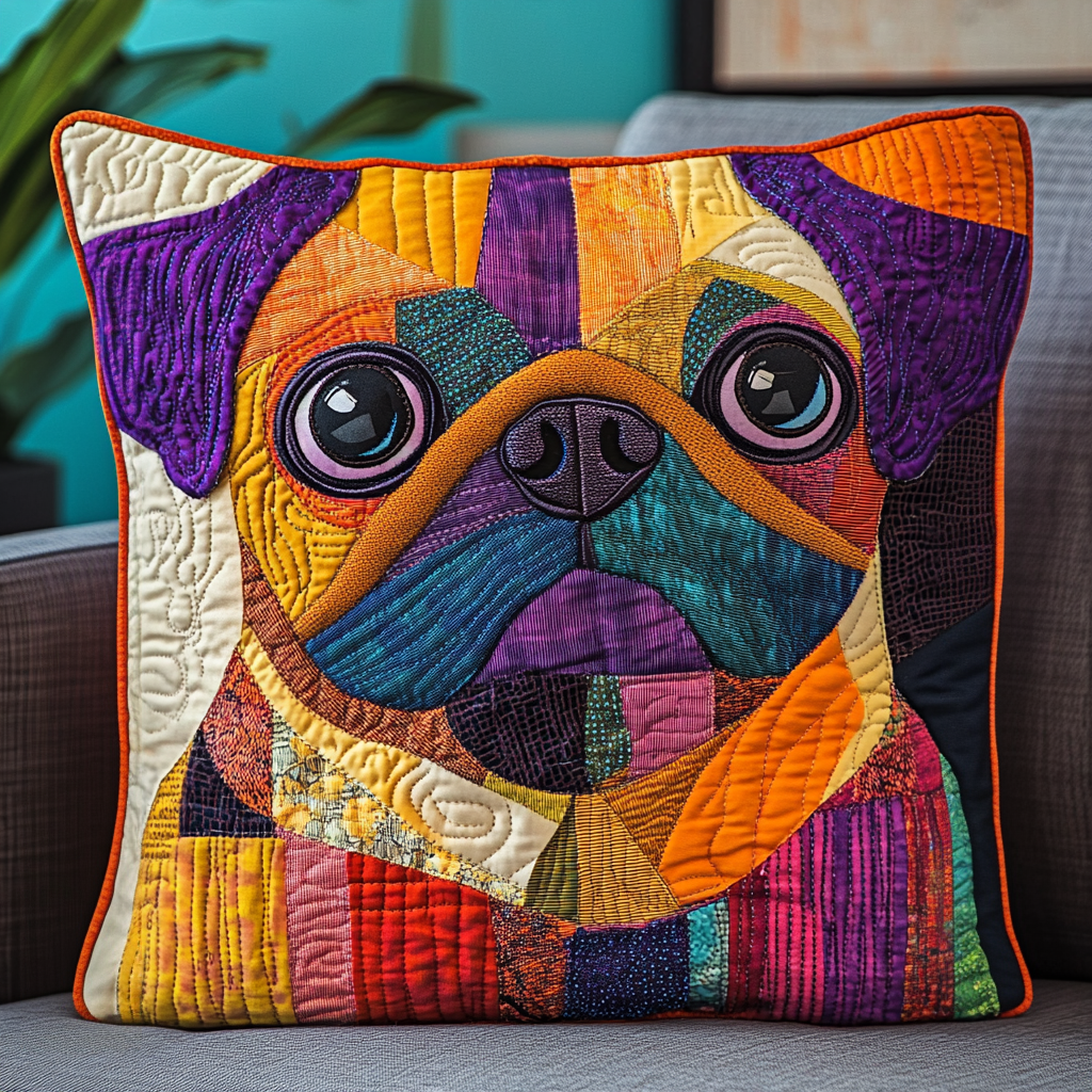 Colorful Pug Love Quilted Pillow Case NCU0TL1821