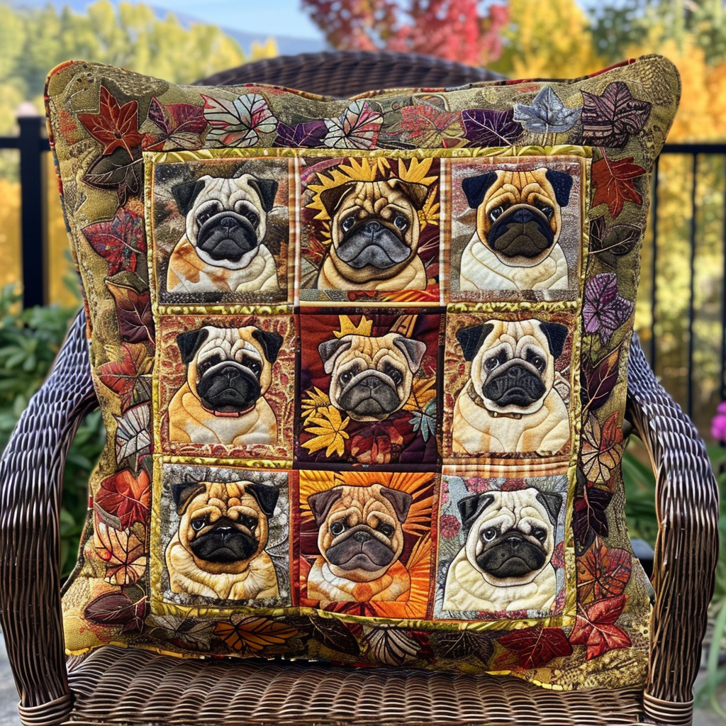 Colorful Pugs Quilted Pillow Case NCU0VL277