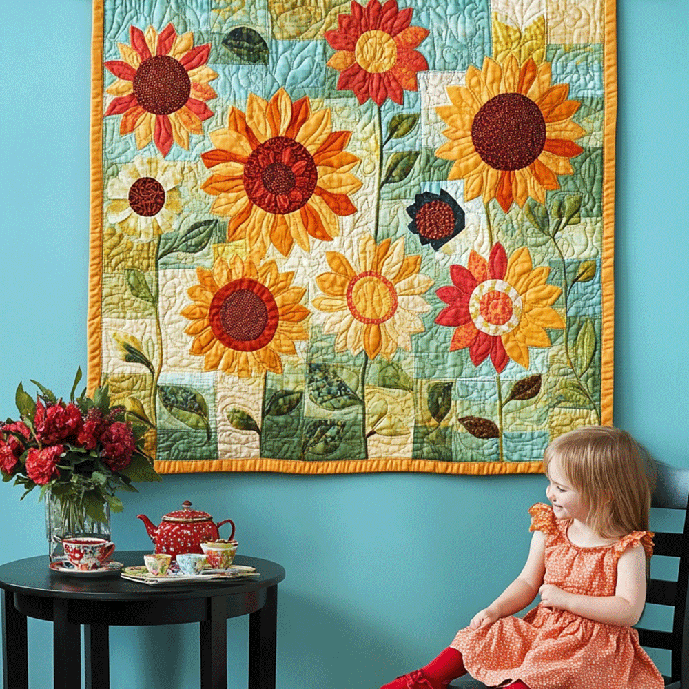 Colorful Sunflowers Garden Art Quilt Hanging NCU0TL956