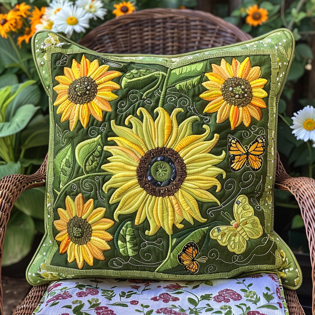 Colorful Sunflowers Quilted Pillow Case NCU0VL256