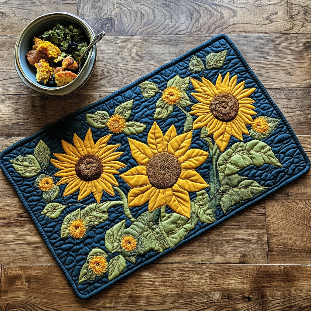 Colorful Sunflowers Quilted Placemat NCU0VL398