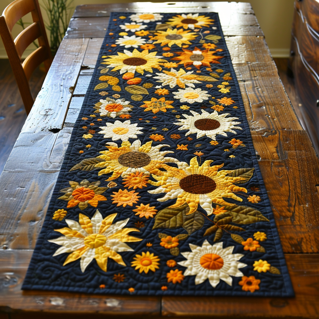 Colorful Sunflowers Quilted Table Runner NCU0VL237