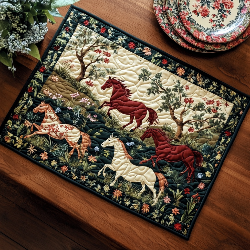 Colorful Wild Horse Quilted Place Mat NCU0PD452