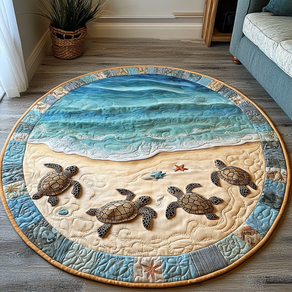 Coral Cove Turtle Quilted Round Mat NCU0DK1147