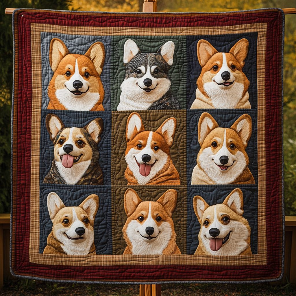 Corgi Adventure Tails Quilted Blanket NCU0DK1411