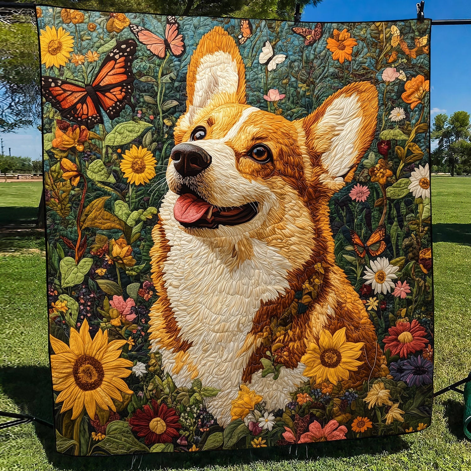 Corgi Adventures Quilted Blanket NCU0PT911