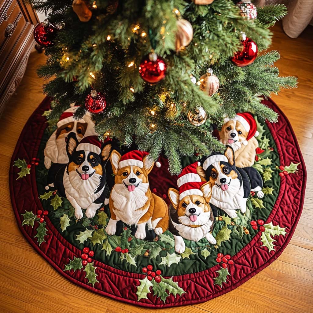 Corgi Bliss Christmas Quilted Tree Skirt NCU0NT1838