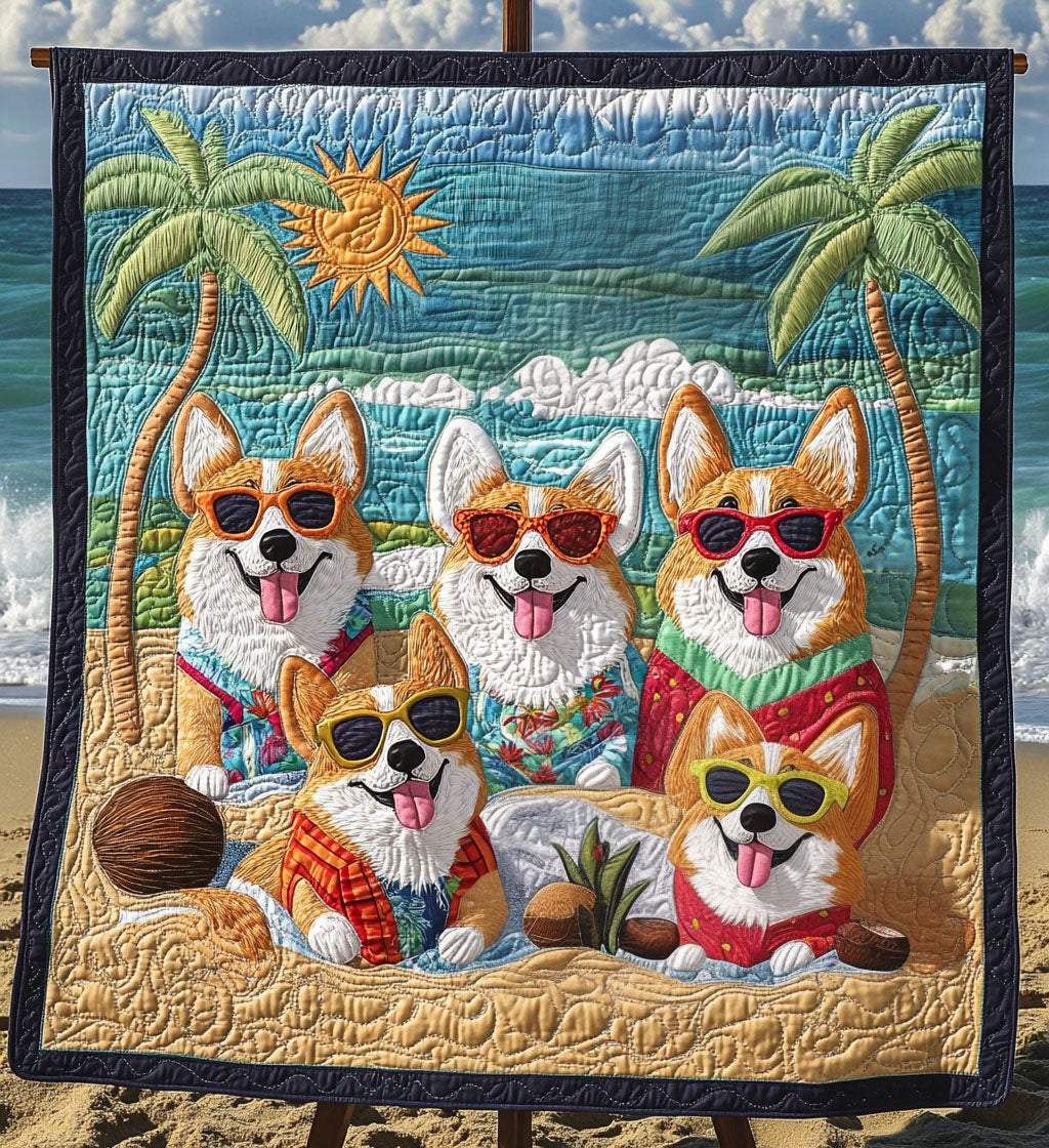 Corgi Bliss Quilted Blanket NCU0PT755