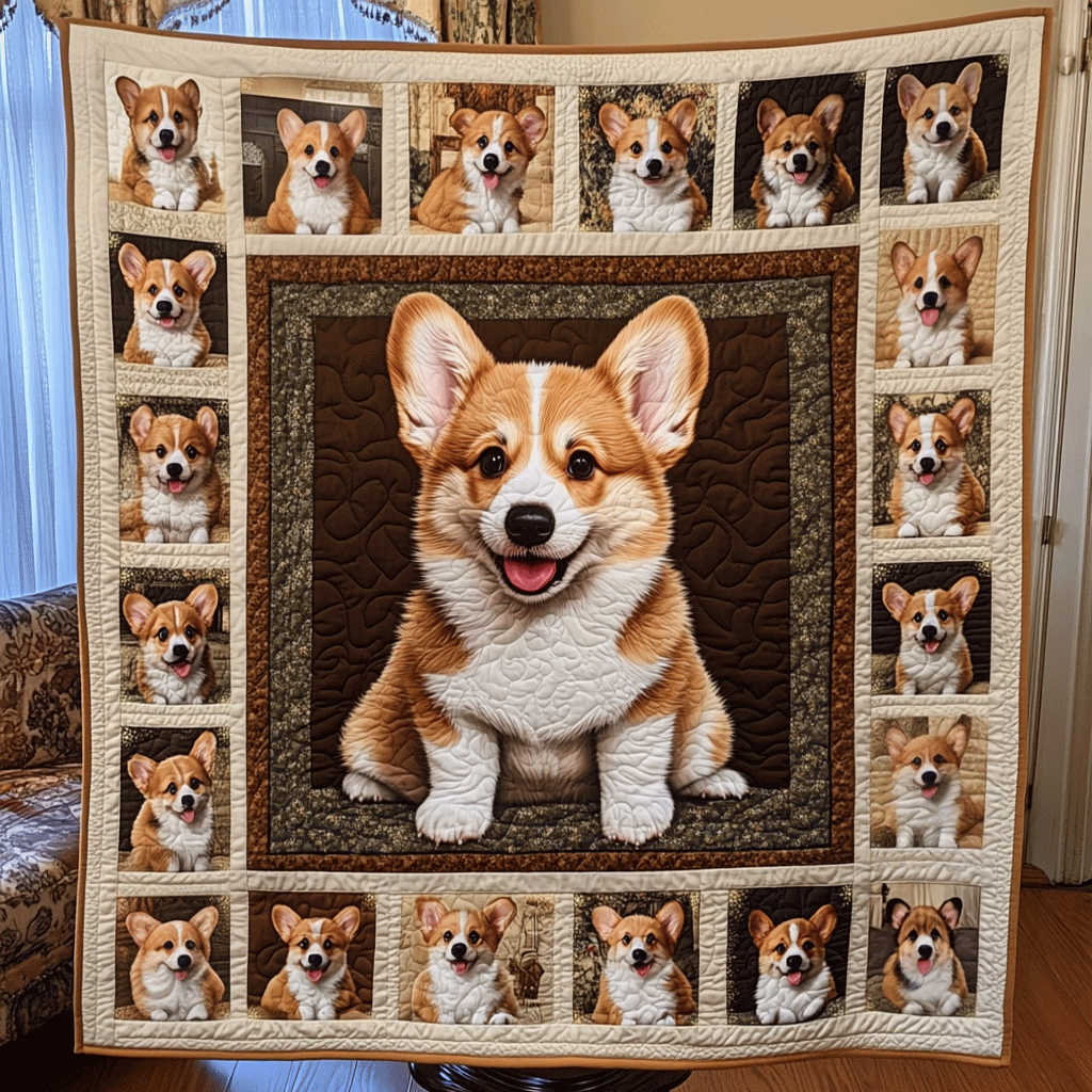 Corgi Bliss Quilted Blanket NCU0VH169