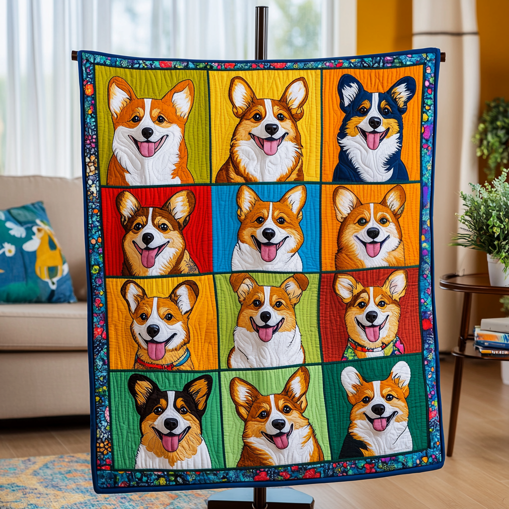 Corgi Charm Quilted Blanket NCU0VH166