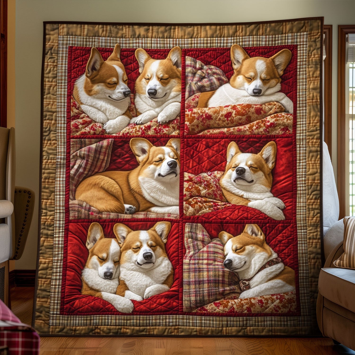 Corgi Charm Wrap Quilted Blanket NCU0PT756