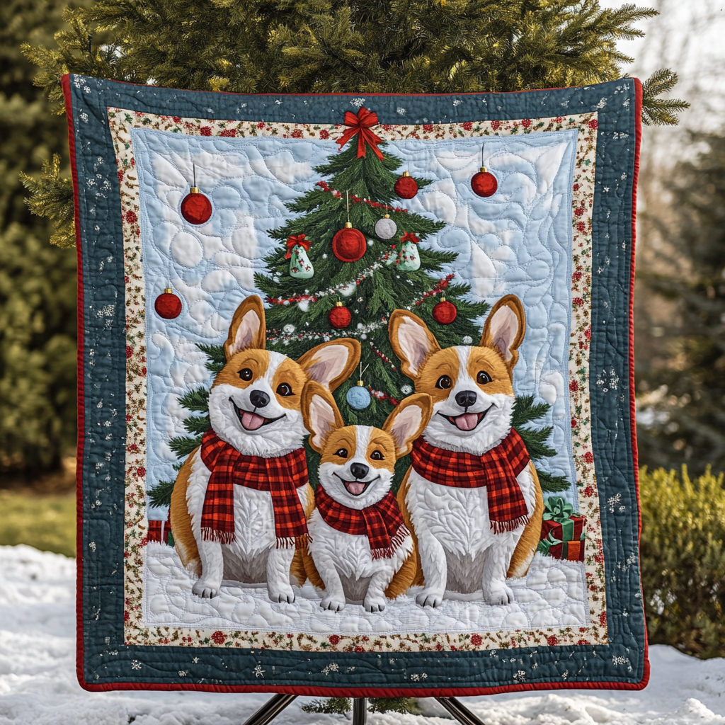 Corgi Christmas Magic Quilted Blanket NCU0DK1572